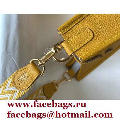 Hermes Mini Evelyne Bag Yellow with Gold Hardware Half Handmade