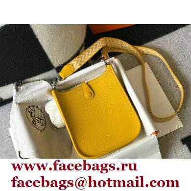 Hermes Mini Evelyne Bag Yellow with Silver Hardware