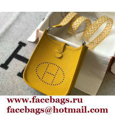 Hermes Mini Evelyne Bag Yellow with Silver Hardware