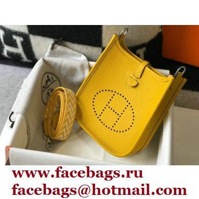 Hermes Mini Evelyne Bag Yellow with Silver Hardware