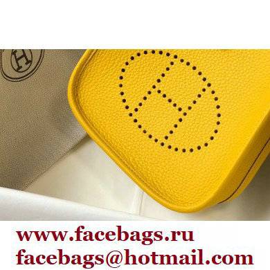 Hermes Mini Evelyne Bag Yellow with Silver Hardware