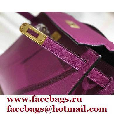 Hermes Mini Kelly 22 Pochette Bag Anemone Purple in Swift Leather with Gold Hardware