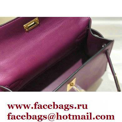 Hermes Mini Kelly 22 Pochette Bag Anemone Purple in Swift Leather with Gold Hardware