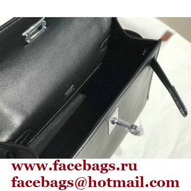 Hermes Mini Kelly 22 Pochette Bag Black in Swift Leather with Silver Hardware