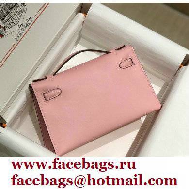 Hermes Mini Kelly 22 Pochette Bag Cherry Pink in Swift Leather with Gold Hardware