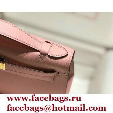 Hermes Mini Kelly 22 Pochette Bag Cherry Pink in Swift Leather with Gold Hardware