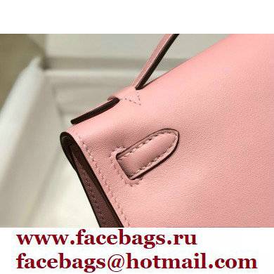 Hermes Mini Kelly 22 Pochette Bag Cherry Pink in Swift Leather with Gold Hardware