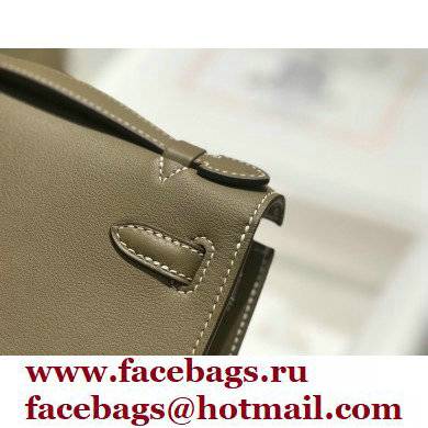 Hermes Mini Kelly 22 Pochette Bag Etoupe in Swift Leather with Gold Hardware