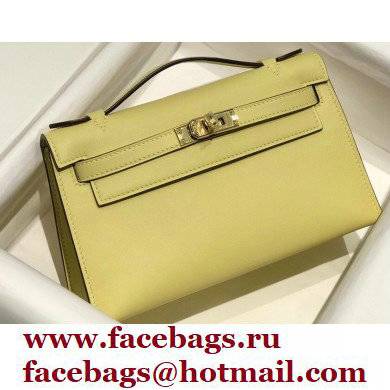 Hermes Mini Kelly 22 Pochette Bag Light Yellow in Swift Leather with Gold Hardware