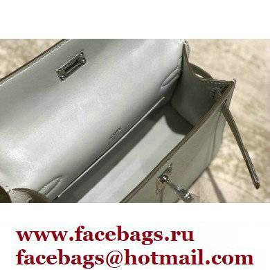 Hermes Mini Kelly 22 Pochette Bag Pear Grey in Swift Leather with Silver Hardware