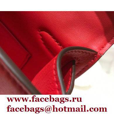 Hermes Mini Kelly 22 Pochette Bag Red in Swift Leather with Gold Hardware