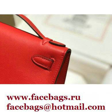 Hermes Mini Kelly 22 Pochette Bag Red in Swift Leather with Gold Hardware