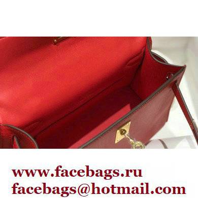 Hermes Mini Kelly 22 Pochette Bag Red in Swift Leather with Gold Hardware