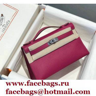 Hermes Mini Kelly 22 Pochette Bag Rose Purple in Swift Leather with Silver Hardware