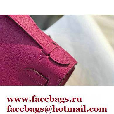 Hermes Mini Kelly 22 Pochette Bag Rose Purple in Swift Leather with Silver Hardware