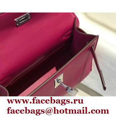 Hermes Mini Kelly 22 Pochette Bag Rose Purple in Swift Leather with Silver Hardware