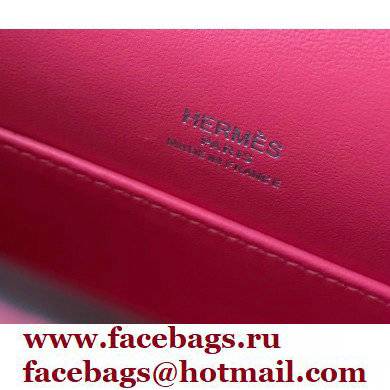 Hermes Mini Kelly 22 Pochette Bag Rouge Pink in Swift Leather with Silver Hardware