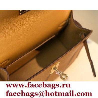 Hermes Mini Kelly 22 Pochette Bag Sesame in Swift Leather with Gold Hardware