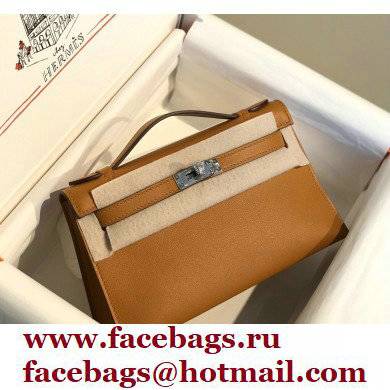 Hermes Mini Kelly 22 Pochette Bag Sesame in Swift Leather with Silver Hardware