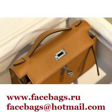 Hermes Mini Kelly 22 Pochette Bag Sesame in Swift Leather with Silver Hardware