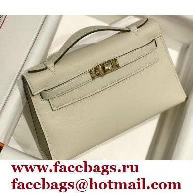 Hermes Mini Kelly 22 Pochette Bag White in Swift Leather with Gold Hardware