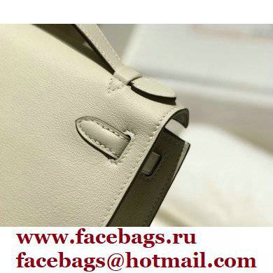 Hermes Mini Kelly 22 Pochette Bag White in Swift Leather with Gold Hardware