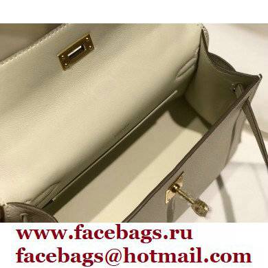 Hermes Mini Kelly 22 Pochette Bag White in Swift Leather with Gold Hardware