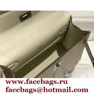 Hermes Mini Kelly 22 Pochette Bag White in Swift Leather with Silver Hardware