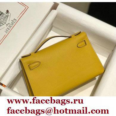 Hermes Mini Kelly 22 Pochette Bag Yellow in Swift Leather with Gold Hardware