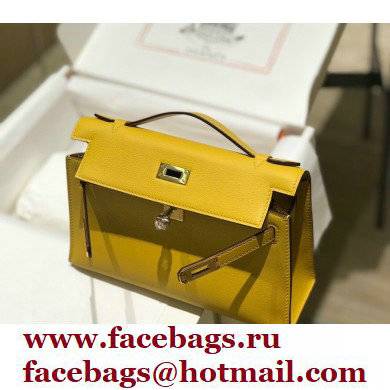 Hermes Mini Kelly 22 Pochette Bag Yellow in Swift Leather with Gold Hardware