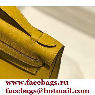 Hermes Mini Kelly 22 Pochette Bag Yellow in Swift Leather with Gold Hardware