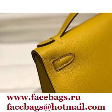 Hermes Mini Kelly 22 Pochette Bag Yellow in Swift Leather with Gold Hardware