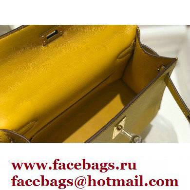 Hermes Mini Kelly 22 Pochette Bag Yellow in Swift Leather with Gold Hardware