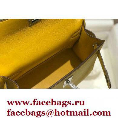 Hermes Mini Kelly 22 Pochette Bag Yellow in Swift Leather with Silver Hardware