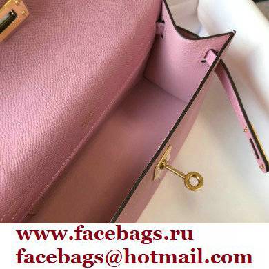 Hermes Mini Kelly 22 Pochette Bag mauve in epsom Leather with Gold Hardware