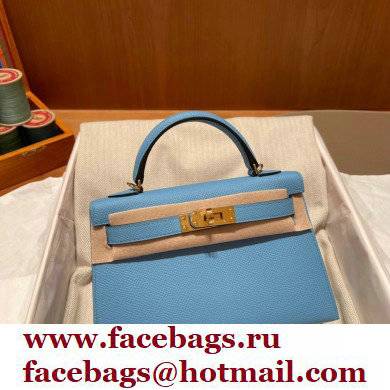 Hermes Mini Kelly II Handbag blue de nord original epsom leather