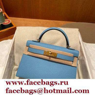 Hermes Mini Kelly II Handbag blue de nord original epsom leather