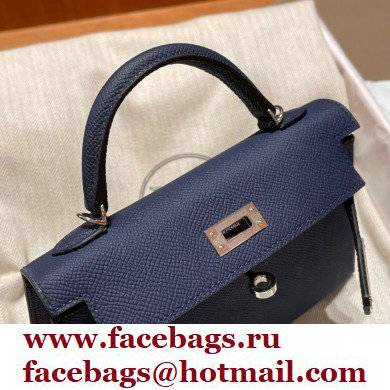 Hermes Mini Kelly II Handbag blue sapphire original epsom leather