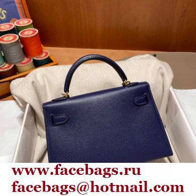 Hermes Mini Kelly II Handbag blue sapphire original epsom leather