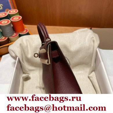 Hermes Mini Kelly II Handbag bordeaux original epsom leather