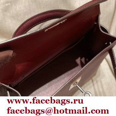 Hermes Mini Kelly II Handbag bordeaux original epsom leather