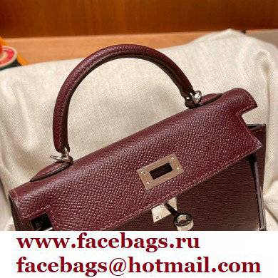 Hermes Mini Kelly II Handbag bordeaux original epsom leather