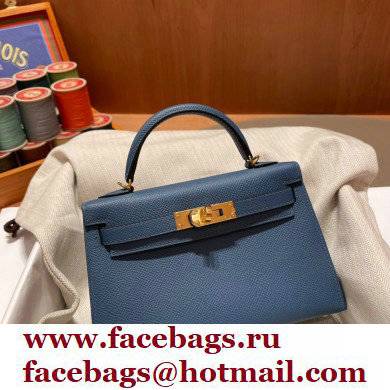 Hermes Mini Kelly II Handbag deep blue original epsom leather