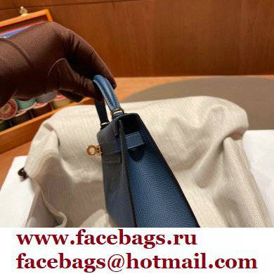 Hermes Mini Kelly II Handbag deep blue original epsom leather