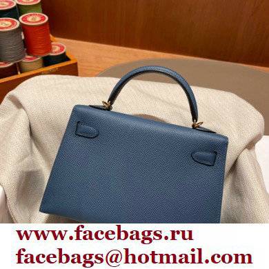 Hermes Mini Kelly II Handbag deep blue original epsom leather