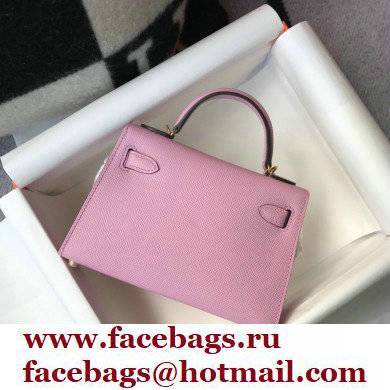 Hermes Mini Kelly II Handbag epsom leather with Gold Hardware half handmade mauve