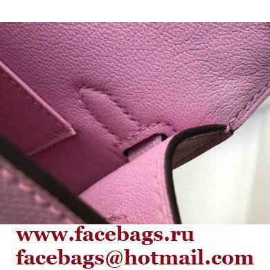 Hermes Mini Kelly II Handbag epsom leather with Gold Hardware half handmade mauve