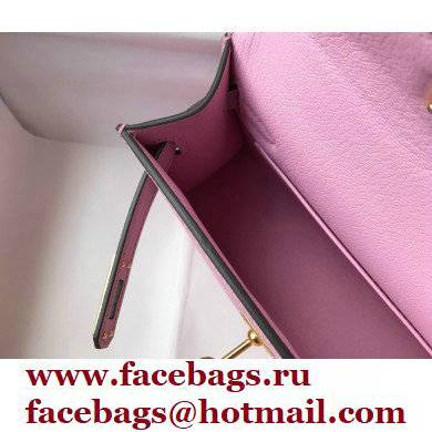 Hermes Mini Kelly II Handbag epsom leather with Gold Hardware half handmade mauve