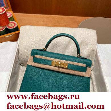 Hermes Mini Kelly II Handbag malachite original epsom leather