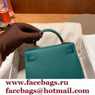 Hermes Mini Kelly II Handbag malachite original epsom leather